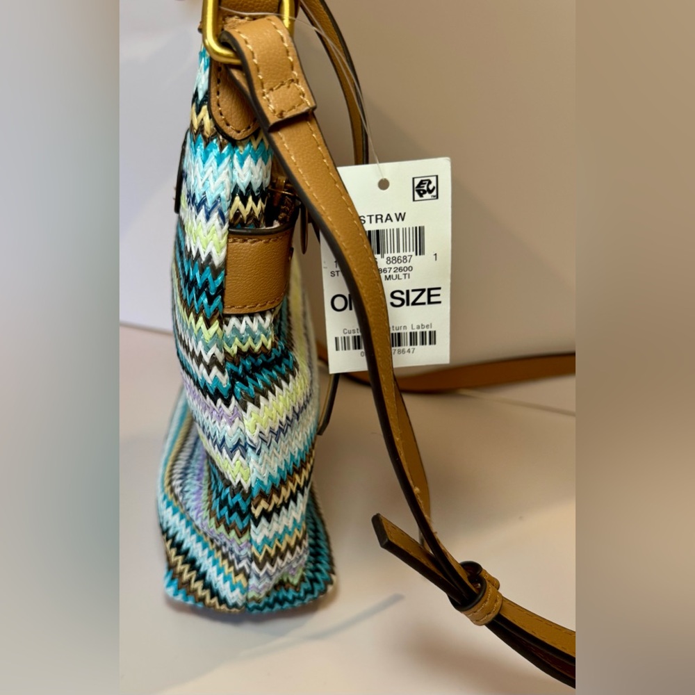 New With Tag Style & Co Straw North South Crossbody Bag In Multicolor Bl… - Picture 10 of 10